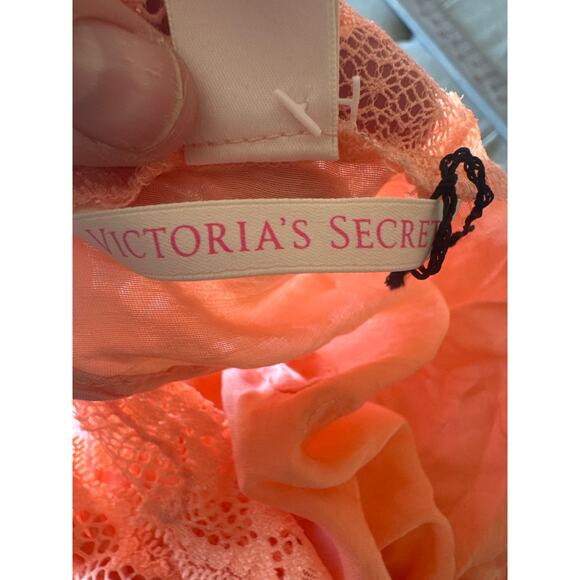 Victoria’s Secret Silk Blend Lingerie Slip Dress Peach Lace Trim Y2K Women’s M - Picture 7 of 9
